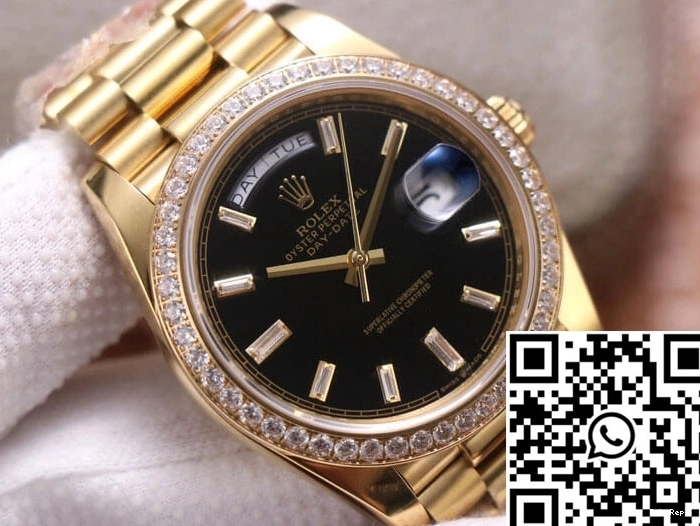 Day-Date M228348RBR-0001 Rolex Black EW Yellow Factory Dial Gold 0812